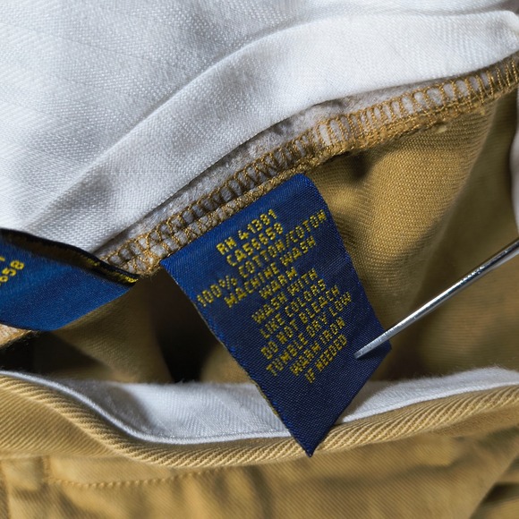 Polo Ralph Lauren Chino Pants Mens 36x28.5 Tan Khaki Classic Fit Cotton Trousers - Picture 9 of 13